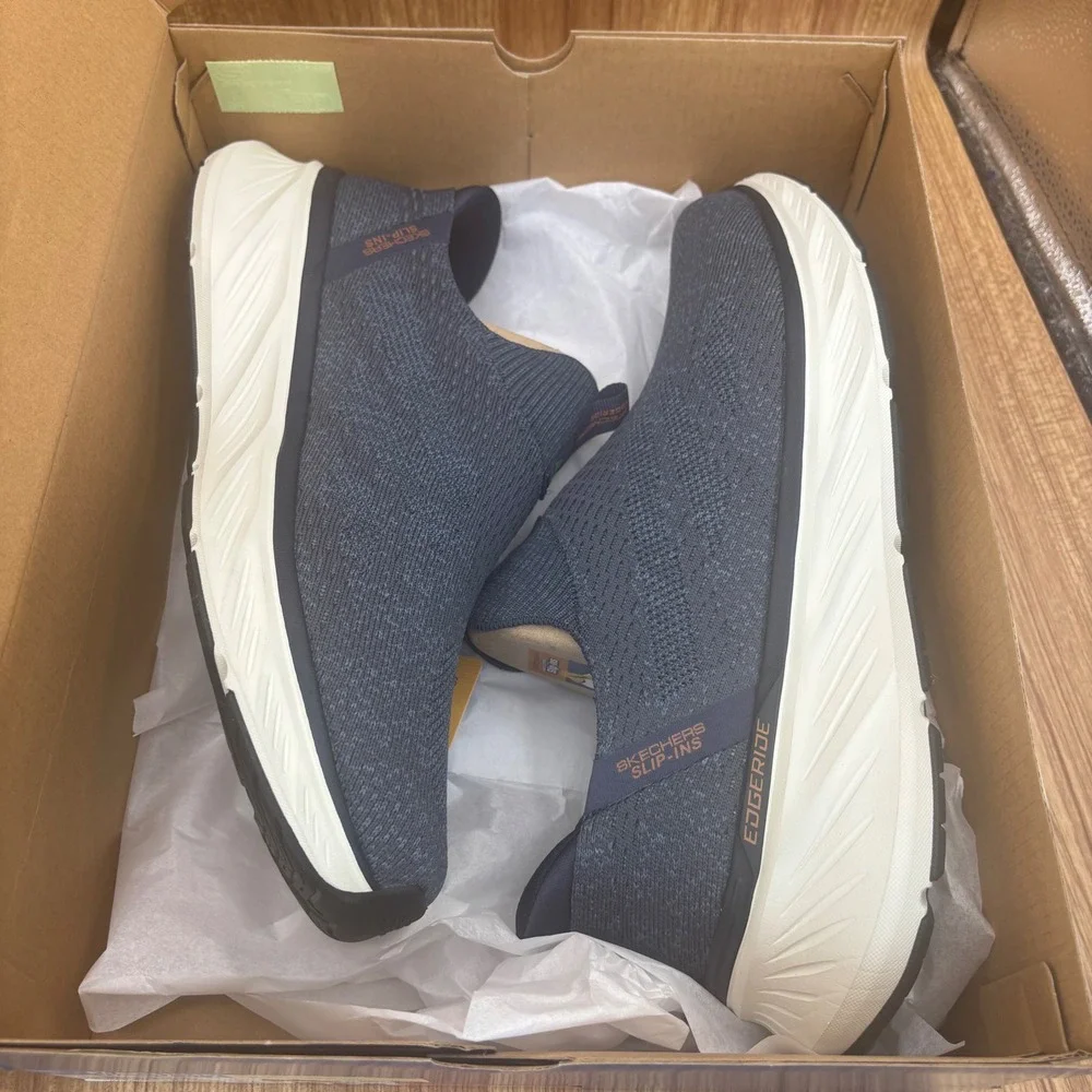 New Skechers Edgeride Commissioner Mens 12 Navy Hands Free Slip-ins Extra Wide